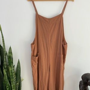Linen overalls, one size, peach coloured
